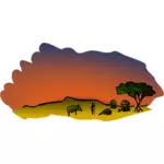 Clipart vetorial da paisagem da savana africana