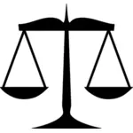 Black and white image of justice scale