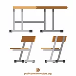 Koulun työpöytä ja tuolit