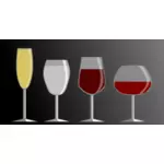 Grafica vettoriale di icone per quattro diversi cocktail
