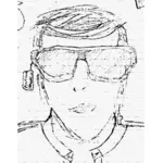 Карандашный рисунок парень пытается на солнцезащитные очки