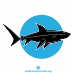 Mavi arka plan üzerinde köpekbalığı silueti