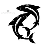 صورة ظلية لأسماك القرش