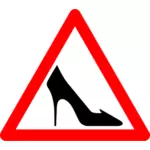 Vector tekening van dames schoenen waarschuwing verkeersbord