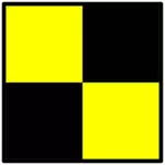 Flagge mit schwarzen und gelben Quadraten