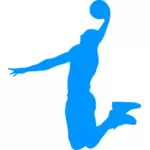Siluet pemain biru bola basket