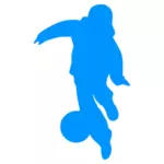 Blauwe voetbal silhouet