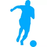 Blauwe voetbal speler pictogram