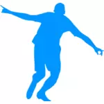 Blå silhuetten av en fotbollsspelare