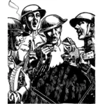 Vector image of soldiers singing