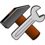 Image clipart vectoriel d'épaisseur icône marteau et une clé