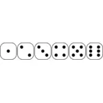 Vector tekening van gezichten zes-zijdige dobbelstenen van 1 tot en met 6