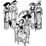 Seis damas con sombreros