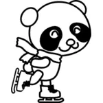 Illustrazione vettoriale di pattinaggio colorare panda