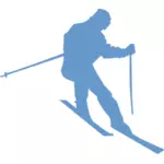 Силуэт вектор, рисунок Лыжный гонщик