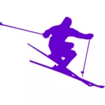 Silhuett vektor ritning av skidåkare