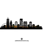 City skyline van silhouet glinsterende clip art