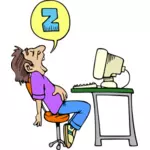 Nukkuvan tietokoneen käyttäjä