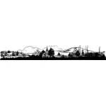 Zwart-wit beeld van de skyline van de stad