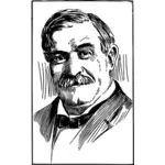 Smiling mustache man portrait vector drawing
