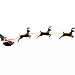 Santa med flygande hjortar vektorritning