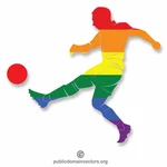 Sylwetka piłkarza w kolorach LGBT
