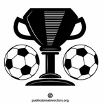 De ballen van het voetbal en een trofee