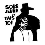jong en shut up frase Franse posterafbeelding vector