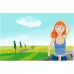 Lady cycling in spring
