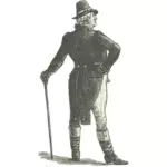 Vector illustraties van verhuurder gentleman met een wandelstok
