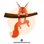 Veveriță agățată pe o ramură