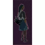 Färgglad tjej med ryggsäck