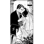 Seni klip vektor ciuman pernikahan