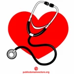 Estetoscopio y un corazón rojo