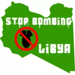 Grafica vectoriala de oprire bombardament Libia eticheta
