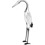 Black and white drawing of wading bird