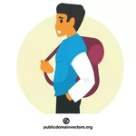 Student met een rugzak op zijn rug