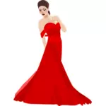 Kiinalainen nainen punaisessa mekossa vektorikuva