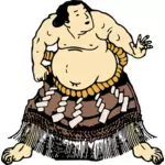 Image of sumo fighter in a skirt