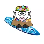 Surfer cow vector image
