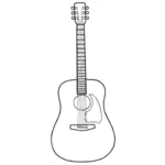 Akustisen kitaran yksinkertainen viivataidevektorikuva
