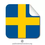 Mengupas stiker dengan bendera Swedia