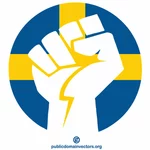 Clenched fist Swedish flag