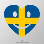 スウェーデンの旗と笑顔の心