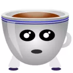 Bilden av en kopp kaffe med ögon och mun
