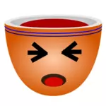 Illustration av orange kopp kaffe med ögonen hårt stängda