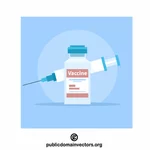 Jarum suntik dan botol vaksin