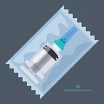 Syringe in plastic zak