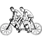 Cadre clip vecteur de coureurs de vélo tandem