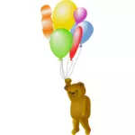 टेडी भालू के गुब्बारे पकड़े ड्राइंग वेक्टर